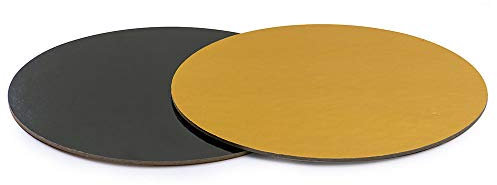 DECORA, 0932554 Plato para Tarta de Cartón, Revestido de Plástico, de 3 mm de Espesor, Ideal para Presentar y Servir Postres, Color Oro y Negro, Diámetro 40 cm