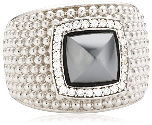 caï women Damen-Ring 925 Sterling Silber rhodiniert Haematit grau Gr.50 (15.9) C1477R/90/E1/50