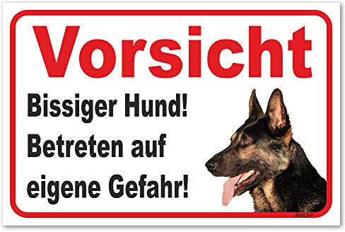 AdriLeo Schild - Vorsicht Deutscher Schäferhund - Bissiger Hund - (20x30cm) / Achtung Wachhund robust langlebig UV-beständig wetterfestes Warnschild
