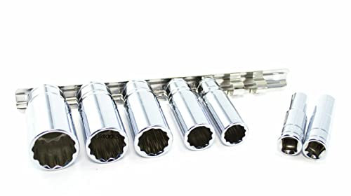 Toolzone Professional 7 Pc 3/8 Drive Deep Whitworth Socket Set on Rail SS019 by Toolzone