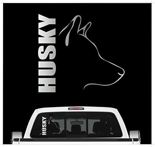 siviwonder Auto Aufkleber Husky Profil Hundeaufkleber Silber metallic
