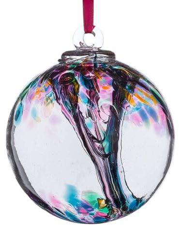 Witches or Spirit ball, 15cm, multicoloured turquoise with glass strands inside