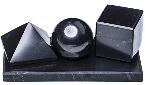 Schungit Steinset Kugelkugeln Pyramidenwürfel