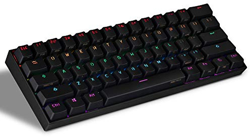 Obinslab Anne Pro 2 61 keys Mechanical Gaming Keyboard ANSI - RGB Backlit - Bluetooth 4.0 PBT Type-c (Gateron Brown, Black)