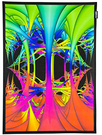 PSYWORK Schwarzlicht Stoffposter Neon | Wired Dimension | 0,5 x 0,7m | UV-aktiv | fluoreszierend | Wandbehang Stoffbanner Poster Wandbild Kunstdruck Dekobild Dekoration Wandteppich