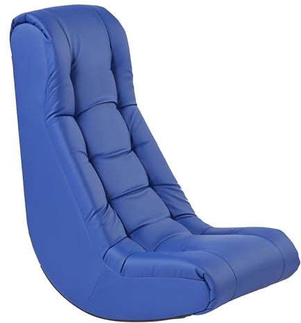 Factory Direct Partners Soft Floor Rocker - Cushioned Ground Chair for Kids Teens and Adults - Great for Reading, Gaming, Meditating, TV - Blue