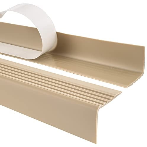 Quest Treppenkantenprofil Selbstklebend PVC Kunststoff Treppen-Kantenschutz 50x42mm, beige, 80cm