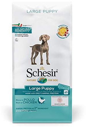 Schesir, Futter für Welpen in großer Größe, Hühnchengeschmack, Kroketten, Format Beutel mit 12 kg