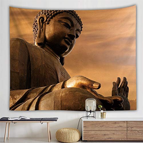 JXGG Religiöse Kultur Wandbehang Wandteppich Buddha Wandteppich Kopfteil Schlafsaal Hippie psychedelische Wandteppich Landschaft Boho Dekoration 150x100cm