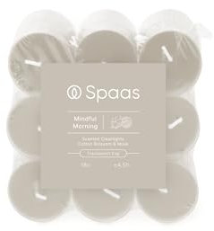 Spaas Velas de té perfumadas, recipiente transparente, 4,5 h, paquete de 18 unidades, aroma Mindful Morning