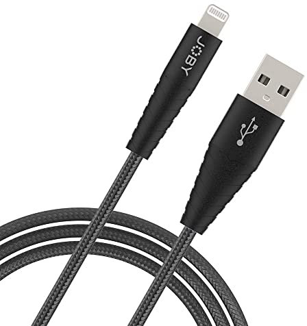 JOBY USB Lightning Kabel, Lade- und Synchronisationskabel, 1.2m Länge, Schwarz, Kompatibel mit iPhone, iPad und iPod, MFi-Zertifiziert, USB-A zu Lightning Kabel