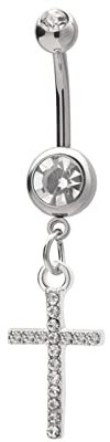 Stfery Bff Bauchnabelpiercing, Bauchnabelpiercing Chirurgenstahl 316L Edelstahl Zirkonia Kreuz Kreuz Geschenk für Damen
