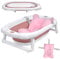 UISEBRT Faltbare Baby Badewanne Babywanne Kinderbadewanne Baby-Duschwanne mit Ergonomischem Badekissen Platzsparend Anti Rutsch Badewanne für Neugeborene, Babys ab 0 Monaten, Rosa