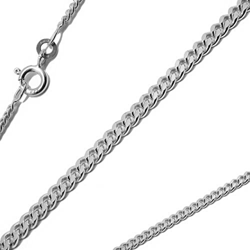 G & J Goldkette Panzerkette flach Massiv 333 8Karat 1,40mm 42-50cm Weißgold Halskette Collier Gold für Damen Herren und Kinder (42 cm)