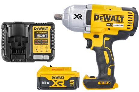DEWALT DCF899N 18v XR Brushless High Torque Impact Wrench with 1 x 5.0Ah Battery & Charger
