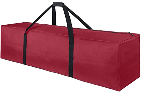 TOPDesign 46 Inch Extra Large Zippered Duffel Bag for Travel Camping Sports Equipment Storage, Waterproof Foldable Luggage Bag with Padded Handles, Red, Travel
