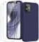GOODVISH 3 in 1 für iPhone 12 Mini Hülle mit 2 Stück Schutzfolie, Liquid Silikon Rundumschutz Handyhülle, mit Weichem Mikrofaser Innenfutter Stoßfestes Schutzhülle iPhone 12 Mini, Navy Blau