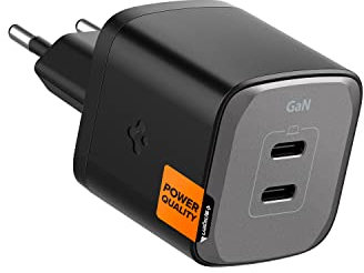 Spigen GaN III 452 Total 45W 2 Ports Dual USB C Wandladegerät PD 3.0 PPS Ladeblock Adapter Kompatibel mit Galaxy S24/S23/S22 iPhone 15 14 Plus Pro Max 13 12 Mini iPad Air Pro Pixel und mehr
