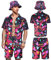 Geosar Herren 2 Stück 80er 90er Jahre Outfit Retro Hemden und Shorts Set mit Hut Hawaii Strand Trainingsanzüge für Männer Disco Party, Frisch, XL