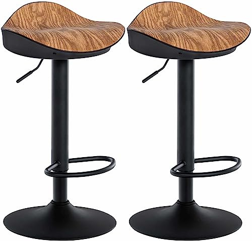 CLP 2er Set Barhocker Alisson - Höhenverstellbar Mit Fußstütze 360 Grad Drehbar - Tresenhocker Ergonomisch | Farbe Natur