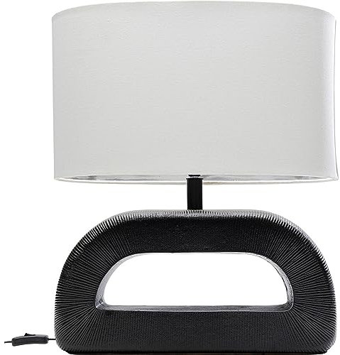 Kare Design Tischlampe Tube Schwarz, Desk Lamp, Tischleuchte, Aluminium Sockel, Leinen/Stahl Schirm, Schreibtischlampe, kein Leuchtmittel inklusive, 52x46x25 cm (H/B/T)