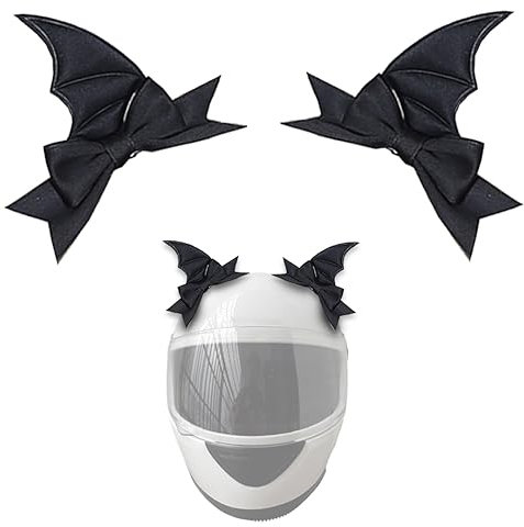 1 Paar Fledermausflügel für Helm Lustige Teufelsflügel Bogen Helm Zubehör Kleber Halloween Skihelm Dekoration Schwarz 2