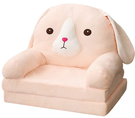Plüsch faltbares Kindersofa Rückenlehne Sessel 2 in 1 faltbares Kindersofa niedliches Cartoon faules Sofa Kinder aufklappbares Schlafsofa für Wohnzimmer Schlafzimmer ohne Liner Filler (Pink, One Size)