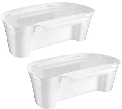 VIVAAS Set of 2 Plastic White Handy Kitchen Caddy Hanging Waste Bin Kitchen Over Cabinet Drawer Door Basket Small Garbage Bin Holder Container Food Scraps Veg Peelings Organizer Rubbish Bin