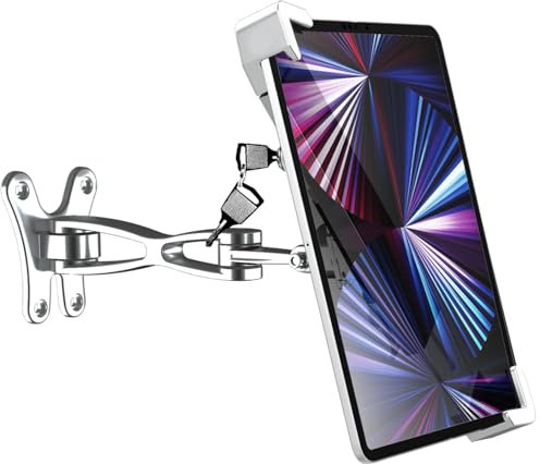 YOOZ Anti Theft Wall Tablet Mount, Lockable Tablet Wall Holder with Lock and Key [Adjustable Metal Arm] Business Display Stand for iPad, Galaxy Tab, Lenovo, Amazon Fire, More 7-11 Tablets