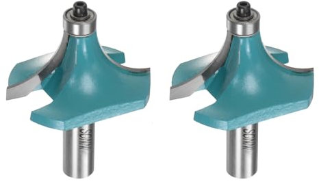 sourcing map 2pcs Roundover Router Bit 1/2 Shank 7/8 Radius Carbide Tipped Edge Rounding Over Bit with Bearing Guide, Woodworking Milling Tool, Cyan