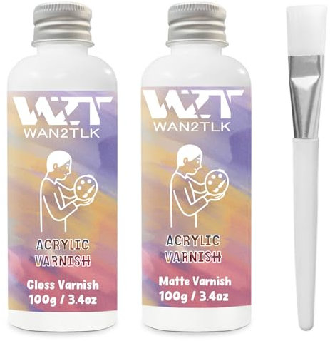 WAN2TLK Varnish for Acrylic Painting, Acrylic Varnish Gloss Matte Kit With Brush, Prevent Cracking & Yellowing, Non-Toxic, Acrylic Paint Sealer for Adults Beginner DIY Painting by Numbers
