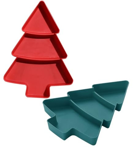 Genérico 2 Piezas Plato de frutas del árbol de Navidad bandejas navideñas fruteros de almacenamiento de bocadillos tabla de embutidos del árbol de navidad dulce recipientes de postre