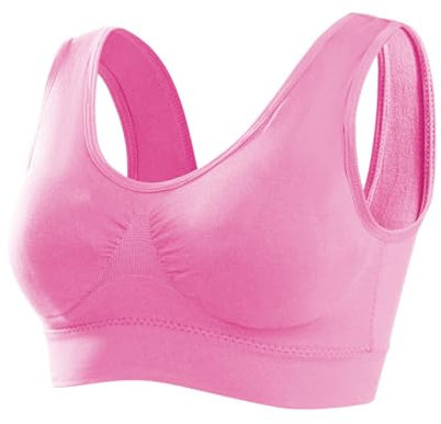 Memoryee Sport BH Damen Große Brüste Starker Halt Push Up Ohne Bügel 1er Pack Set Gepolstert Joggen Yoga Laufen Reiten Bra Crop Top Rosa XXL