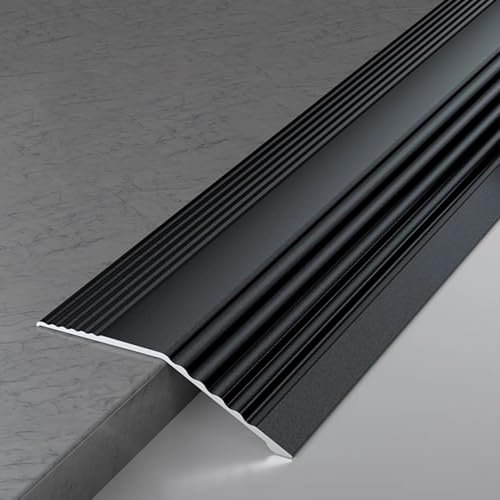 Barre de Seuil Bande de Seuil de Porte de 2 Pouces de Large, Couvre-joint pour Joint de Carrelage Sur Bois Pour L'intérieur, Bande Décorative de Séparation de Plancher pour Transition de Rampe(Black)