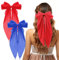 Ouligay 2 Stück Schleifen Haarspange Schleife Haare, Satin Große Haarschleifen, Haarschleife Damen Haarspangen Schleife Mädchen für Hochzeit Geburtstag Party (Rot und Blau)