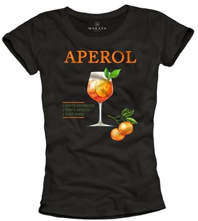 MAKAYA Damen Shirt mit Orangen Motiv Alkohol