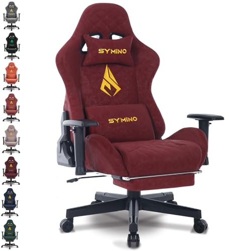 Symino Gaming Stuhl, Ergonomischer Bürostuhl, Rennstuhl-Design PC Stuhl, Vintage-PU-Leder, Verstellbarer Drehbarer Task Stühle mit Fußstütze (Burgunderrot)