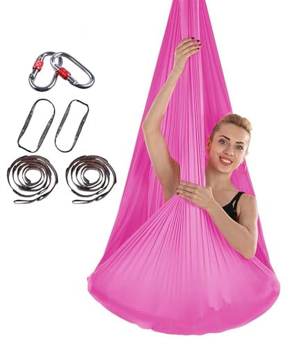 PRMTYUP Columpio De Yoga, Columpio EláStico De Aire Antigravedad, Kits De Hamacas De Yoga De 4 M, Hamacas Duraderas, Telas AéReas para Yoga, Equipo De Danza AéRea para Pilates,18,4 * 2.8m