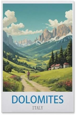 Dolomiten Italien Vintages Reiseplakat，Puzzles 1000 Teile für Erwachsene, Klassische Puzzle Kinder Puzzle Herausfordernde Und Schwierige Rätsel für Erwachsene Und Jugendliche（50x70cm）-E25