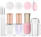French Manicure Nail Polish Kit, 2Pcs Quick Dry French Nail Varnish and Top Coat with Stamper, French Polish Nail Varnish Kit, Nail Polish for Women Nail Art Home