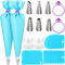 Reusable Piping Bags and Nozzles Set - 15 Pcs Baking Kit Including 6 Nozzles, 2 Couplers, 3 Cake Scraper and Silicone Rings - Ideal for Cakes, Cupcakes, and Cookies
