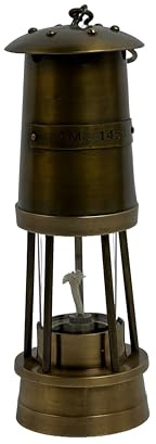 RS INTERNATIONAL Bergmann-Lampe aus Messing - Antik-Finish - 8 x 8 x 32 cm - Vintage Nautische & dekorative Laterne