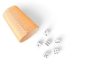 Leather Dice Cup - Genuine Leather Dice Shaker (9 cm Height, 7 cm Diameter), Available in Natural or Brown (Natural)