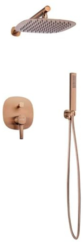 Ensemble mitigeur de douche encastré effet pluie cuivre brossé bronze glamour