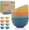 Wrova Plastic Bowl Sets 8 PCS Unbreakable Cereal Bowl 26 OZ Microwave and Dishwasher Safe Bowl Sets for Camping and Picnic Lightweight Kitchen Bowls for Serving Soup, Oatmeal and Fruit - Multi