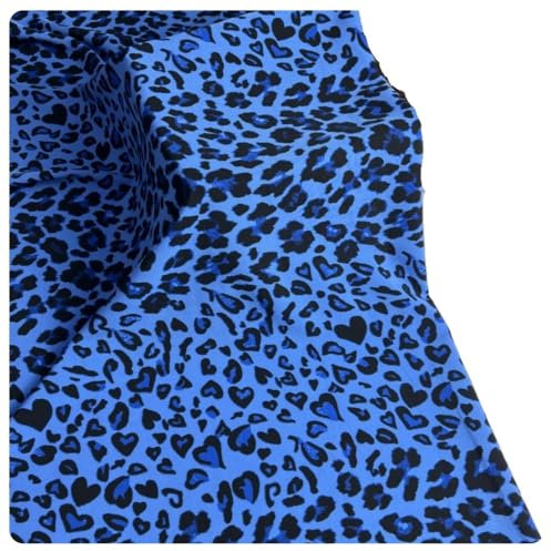 AMateschitz Leopardenmuster Stoff Tier Leopard Quilten Stoff Meterware Patchwork Quiltingstoff Bündel Bedruckter Stoffpakete Patchwork Nähstoff Kleiderstoff Quadrate Bündel 100 * 150cm Blau#