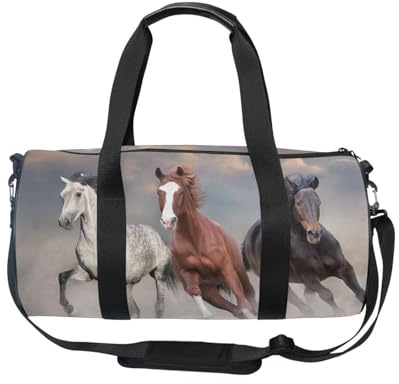 Sporttasche, Reisetasche, Reisetasche für Damen und Herren, Laufen, Pferd, Mädchen, Gymnastik, Tanztasche, Wochenende, Übernachtung, Fitness, Workout, Reisetasche, Krankenhaustasche, mehrfarbig