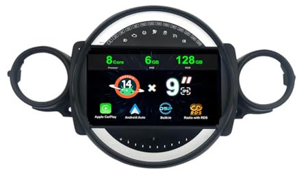 MISONDA 6G+128G Android 14 Autoradio per BMW Mini Cooper R55 R56 2007-2013 Wireless CarPlay Android Auto Camera+Mic Car Stereo DSP Mirror Link Bluetooth WiFi GPS FM/RDS SWC 9 pollici IPS
