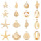 PH PandaHall 96pcs 16 Styles Breloques Coquillages en Métal 10~20mm Pendentifs Coquillages Dorés, Coquille Saint Jacques pour Bijoux D'Été Bracelets Bijoux Artisanaux Halloween