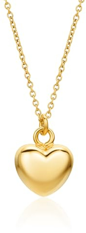 MIORE Schmuck Damen, Kette Damen Silber 925 / Silberkette 18 Karat Vergoldete Kette Mit Herz Anhänger, Halskette, Herzkette Silber Mit Herz Medaillon, Allergenfrei & Handgemacht